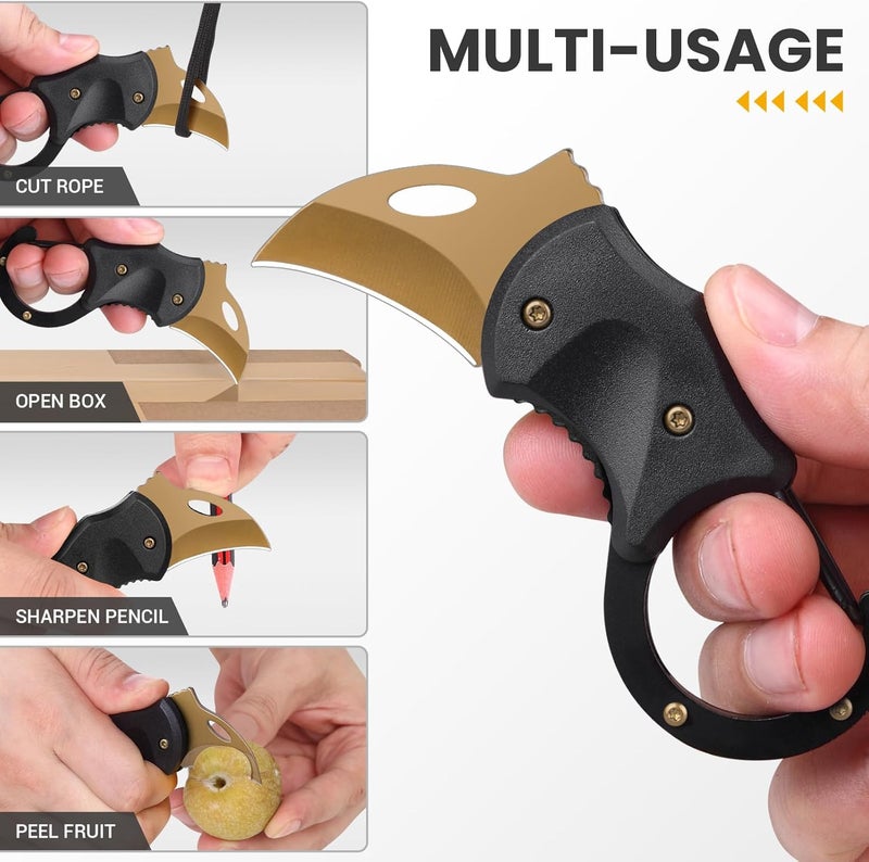 FUNBRO Small Pocket Knife for Men, Cool Folding Knife Box Cutter with 1.34inch Sharp Blade, EDC Knives Tool for Everyday Carry, Great Gift for Men (Gold) - Image 4